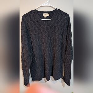 J. Crew Men's V-Neck Cable Knit Sweater - Navy